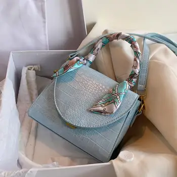 

Elegant Female Ribbon Tote bag 2020 New High-quality Leather Women's Designer Handbag Crocodile pattern Shoulder Messenger Bag