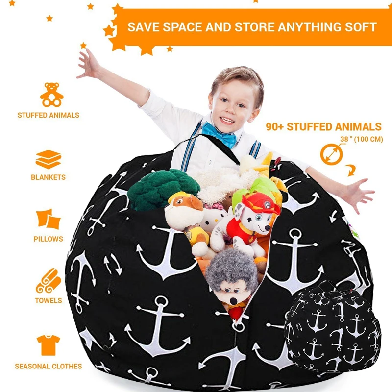 

with Carrier Handle Storage Pouch Plush Toys Sofa Towels Fabric Chair Sitting Bean Bags Plush Toy Organizer Storage Bags