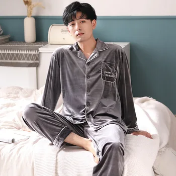 

Couple Sleepwear Velour Pajamas Suit Velvet Men 2PCS Soft Sleep Set Intimate Lingerie Autumn Winter New Nightwear Pyjamas 3XL