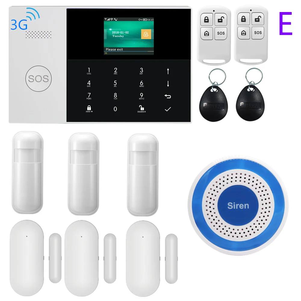 3g wifi gprs sim-карта SMS rfid-карта приложение дистанционное управление Беспроводная система домашней безопасности с 9 языками голосовой сигнализации - Цвет: PG-105-3G-2-E