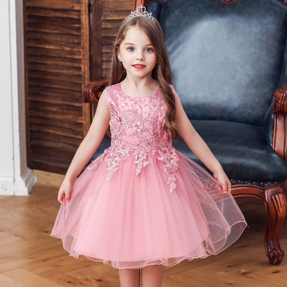 

Vgiee Princess Dress for Girls Kids for Party and Wedding Birthday Knee-Length Sleeveless Baby Girl Clothes Outfits CC614