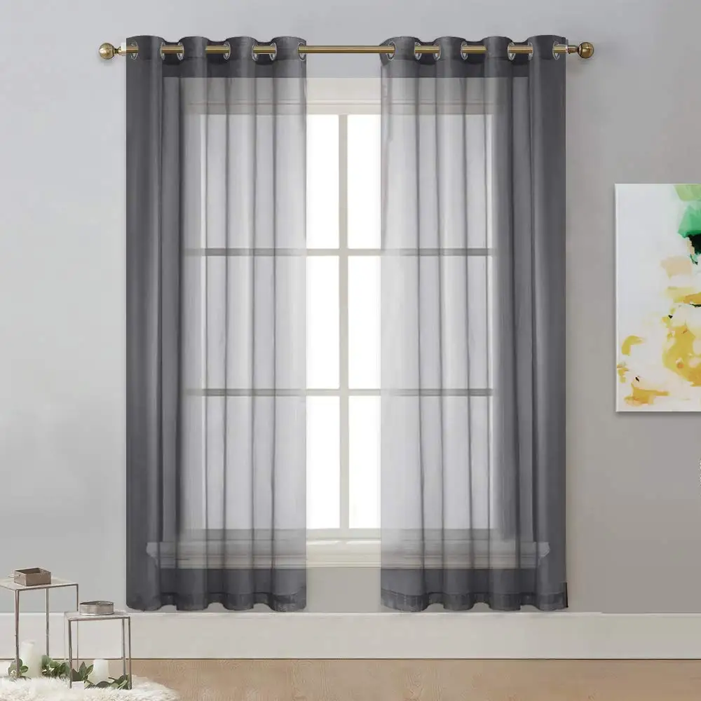 Dark Grey NICETOWN прозрачная занавеска Белый Тюль украшение дома Твердые муслиновые шторы оконные шторы для гостиной кантри Декор Спальни - Цвет: Dark Grey