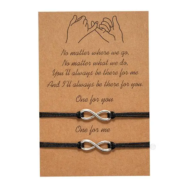 Bracelet Jewelry 2Pcs/Set Tiny Heart Charm Bracelets for Couple Red Black String Braiding Rope Bracelet for Men Women Wish Card handmade