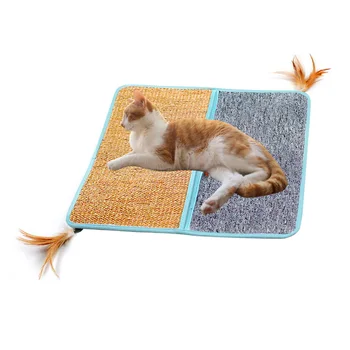 

Sisal Cat Scratcher Board Scratching Mat Square Pad with Feather Pet Toy J99Store