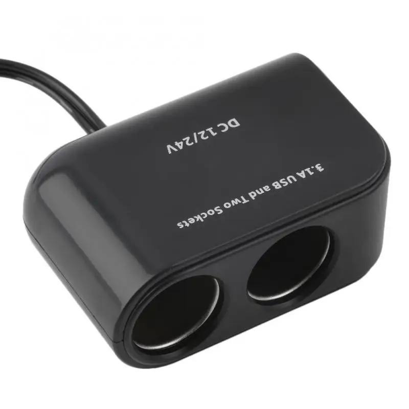 Универсальный Компактный блок питания для автомобиля 2 USB порта и розетки