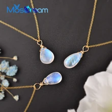 MosDream натуральный лунный камень США 14 К золото Ювелирная подвеска с цепочкой ожерелье простые элегантные ювелирные изделия для женщин романтический подарок
