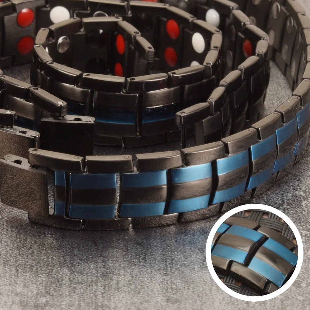 Magnetic Black Bracelet Men Hand Chain Energy Health Germanium Magnetic Bracelet Men Stainless Steel Bracelets For Women Men
