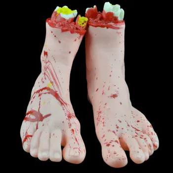 

Halloween Horrible Scary Props Bloody Faked Human Hands Foot Decor