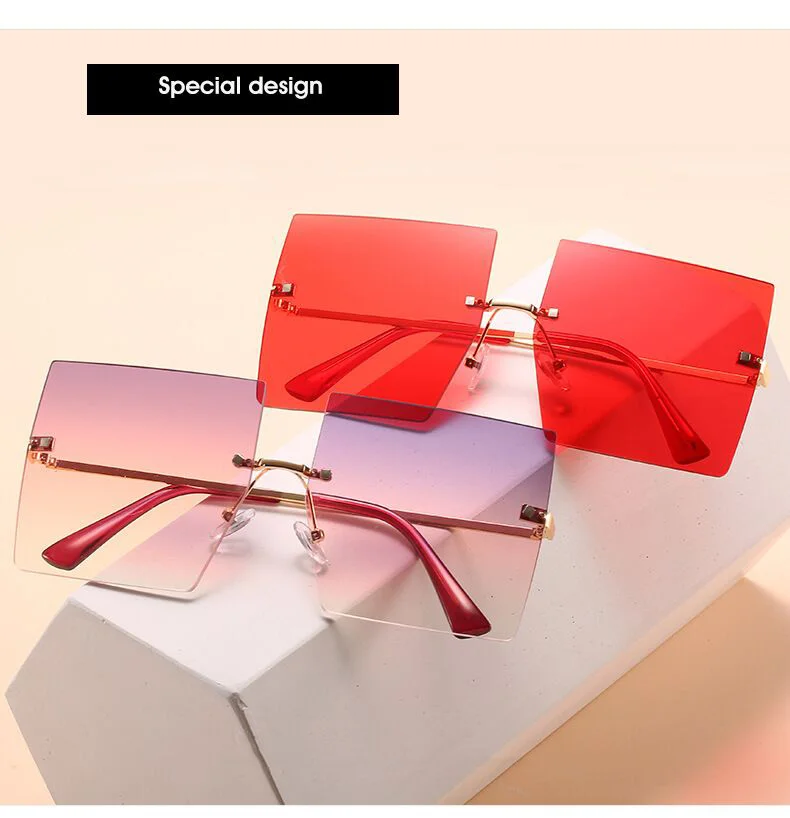 oversized square sunglasses Vintage Square Sunglasses Women Luxury Oversized Rimless Sun Glasses Shades Female Fashion Brand Designer Clear Oculos De Sol coach sunglasses