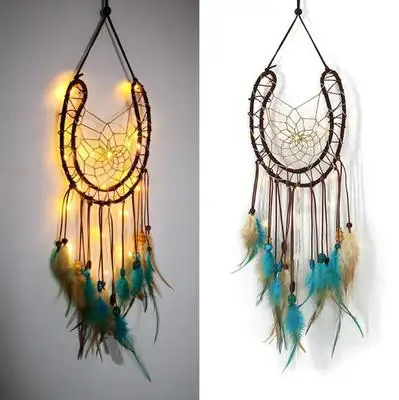 

Wall Dreamcatcher Led Handmade Feather Dream Catcher Braided Wind Chimes Art For room decoration Hanging home decor Decoration