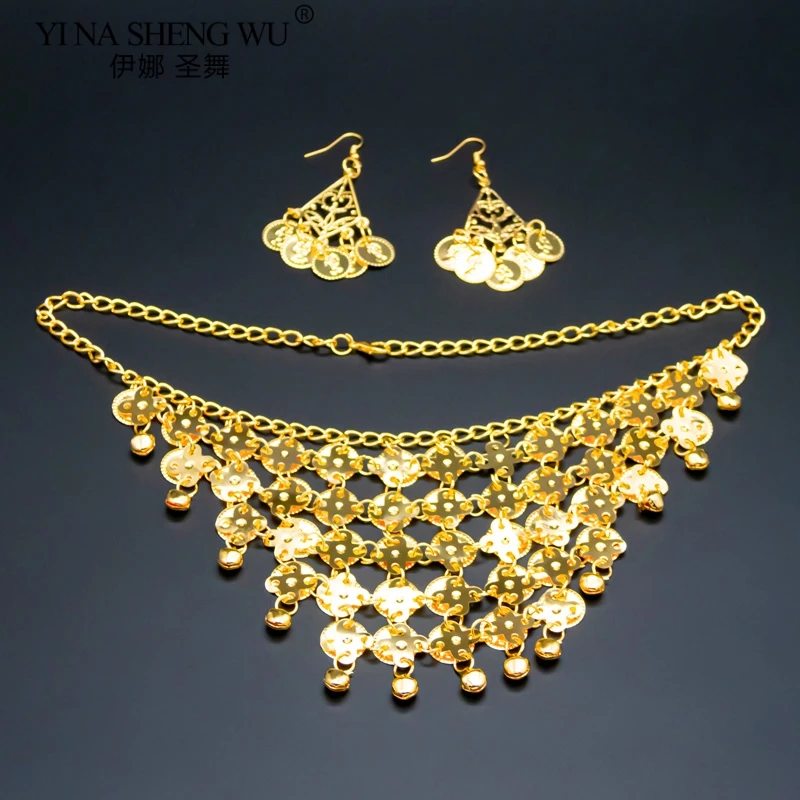 

Индийские аксессуары для танца живота комплект из 3 предметов женский танец живота ожерелье серьги Золотой Серебряный набор принадлежности для танца живота оптовая продажа