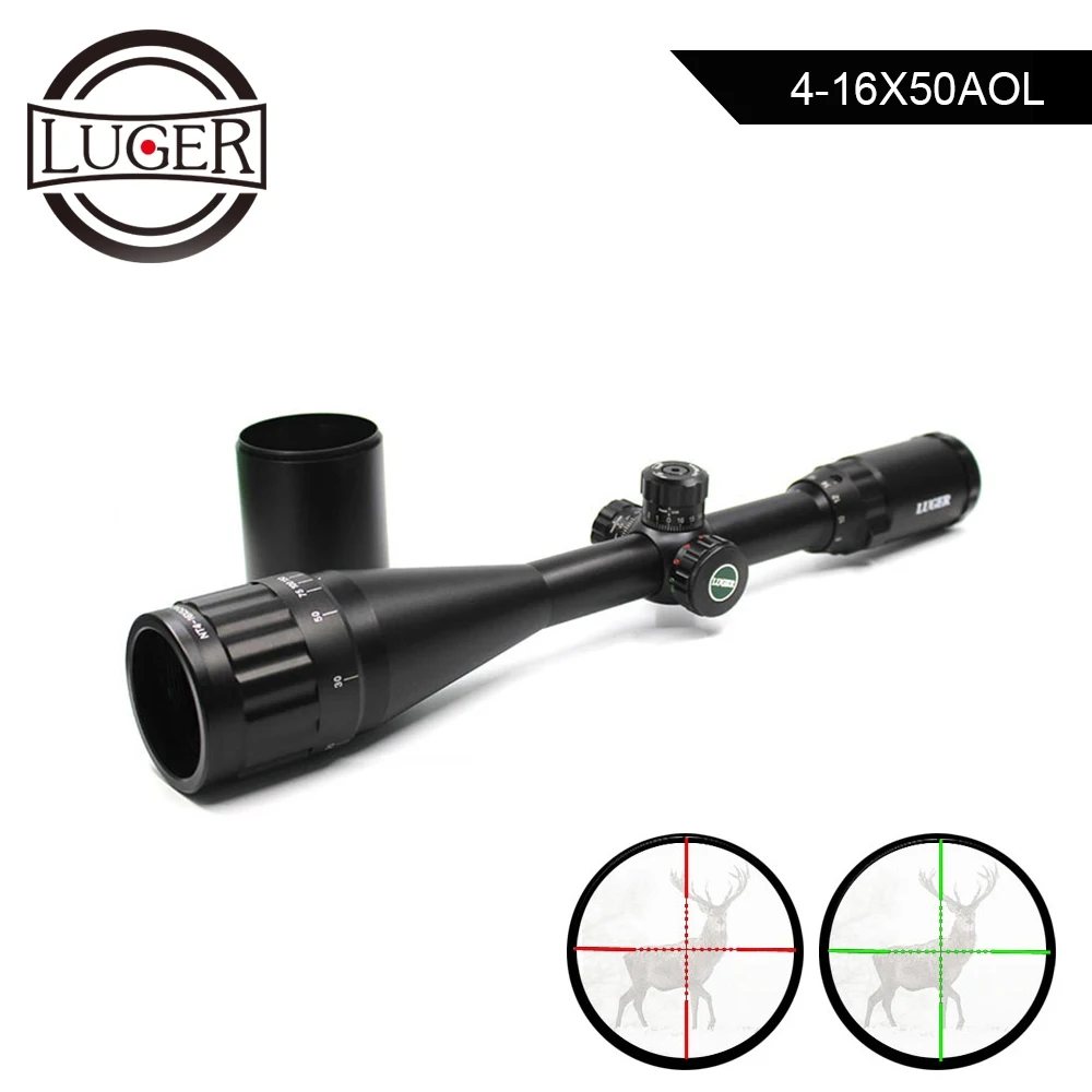 Охотничий оптический прицел LUGER 4 16X50 AOL с красной и зеленой подсветкой Mil Dot