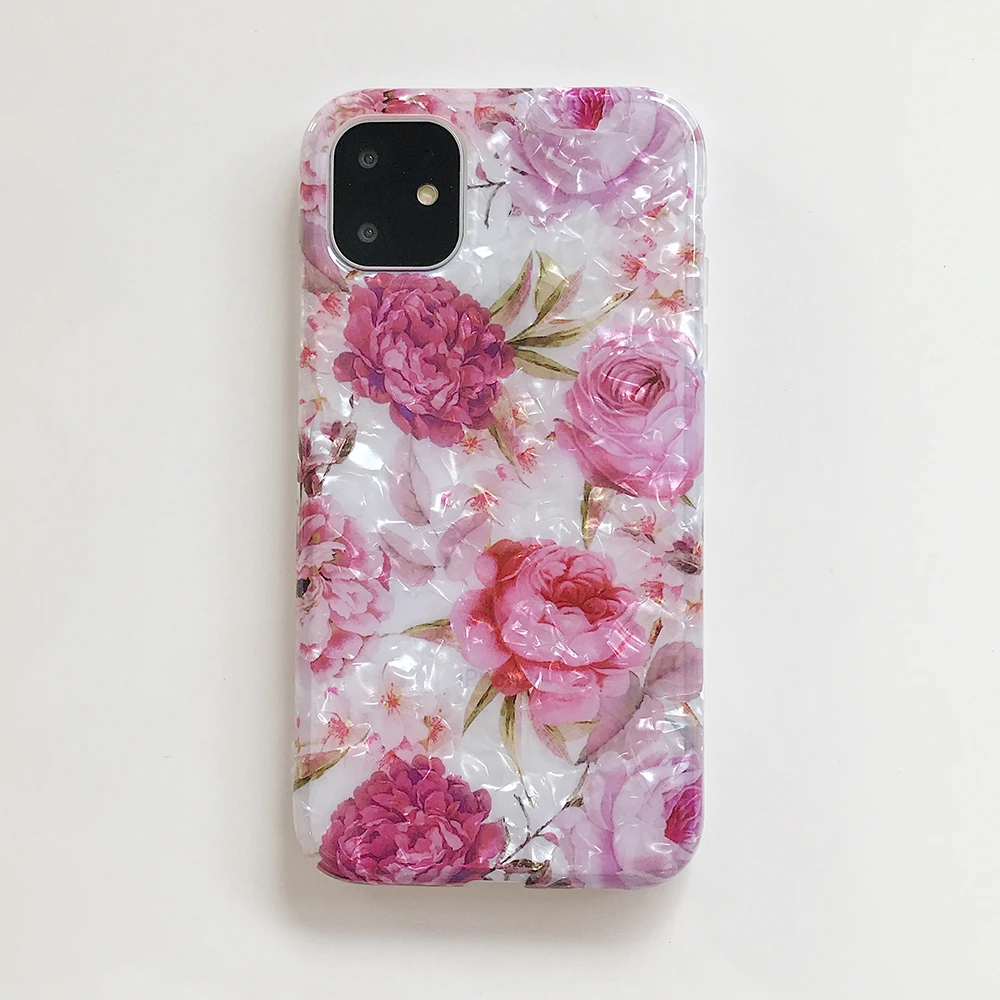 LOVECOM Phone Case For iPhone 13 12 11 Pro Max XR XS Max 7 8 Plus X Dream Conch Retro Flower Soft IMD Full Body Back Cover Gift