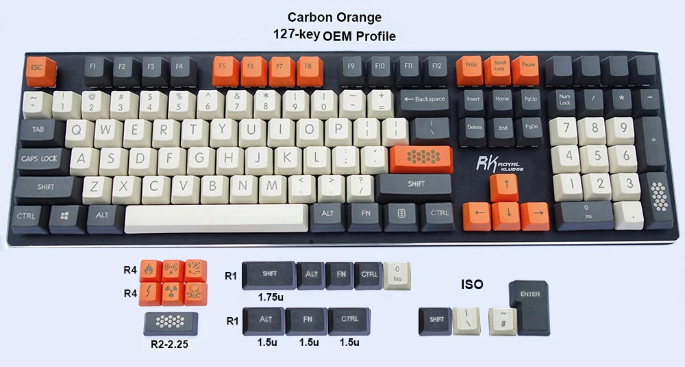 127-key NPKC Винтажный стиль Duke Orange OEM толстые PBT брелки ANSI ISO темно-серый бежевый оранжевый для Cherry MX переключатели механическая клавиатура - Цвет: 127-key
