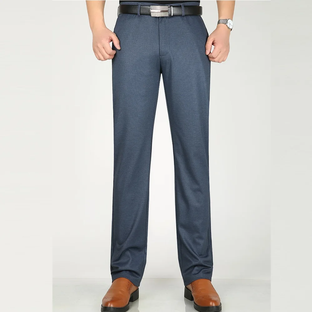 Icsartenes-vestido entallado para hombre, pantalones rectos elásticos, traje Formal de negocios, corte Regular, color negro y gris, talla 38 40, para verano, 2020