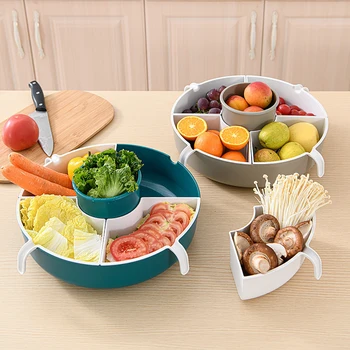 

Ne Multifunctional Rotating Drain Basket Multiple Compartment Detachable Multi-grid Fruit Vegetable Storage Drain Basket TE889