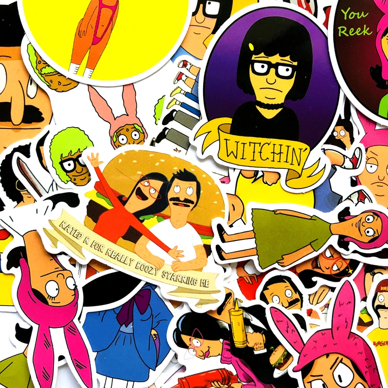 34 шт. Bob's burger мультфильм водонепроницаемый стикер для ноутбука скейтборд