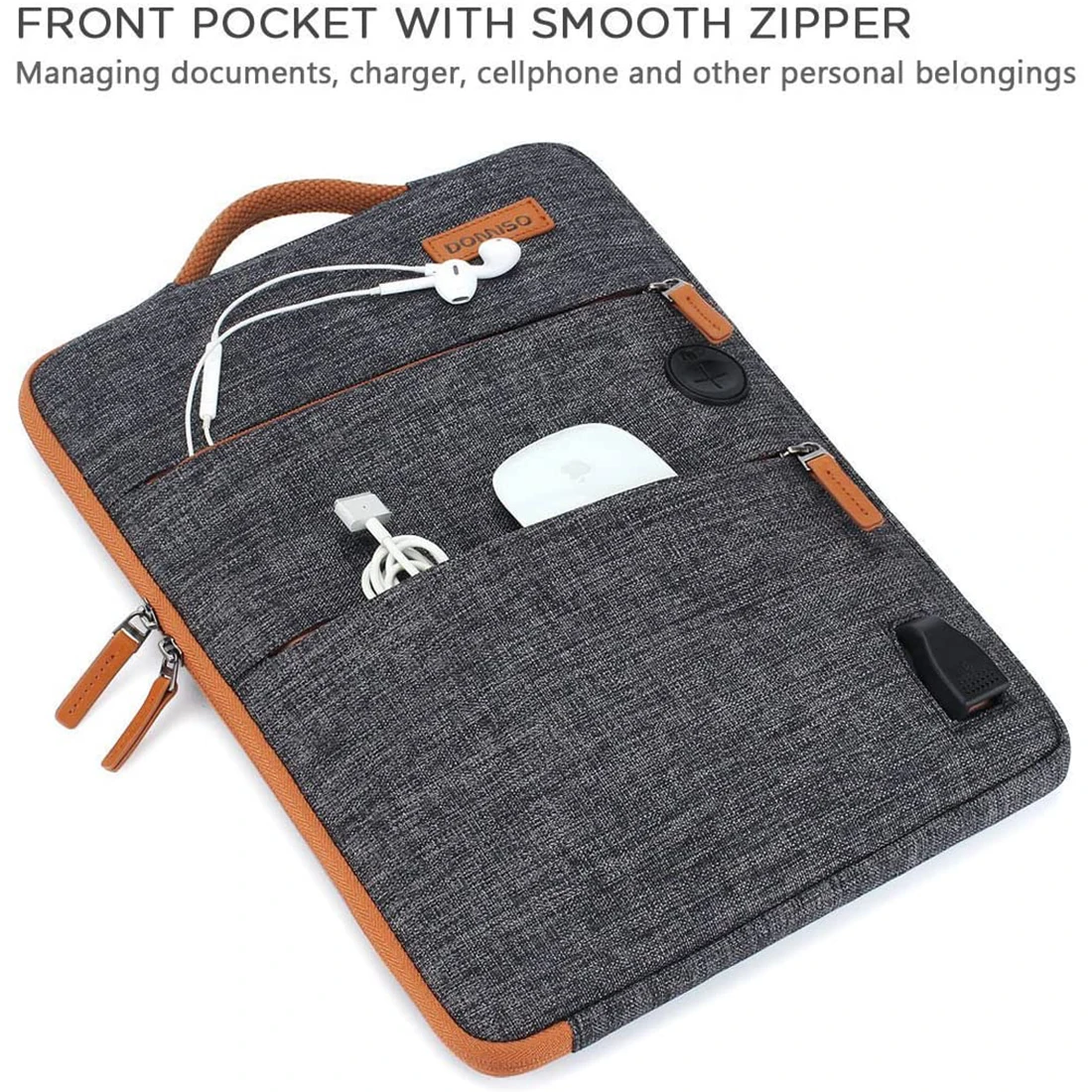 DOMISO 11 13 14 15.6 17.3 Inch Waterproof Laptop Bag Polyester with USB Charging Port Headphone Hole Notebook Laptop Sleeve