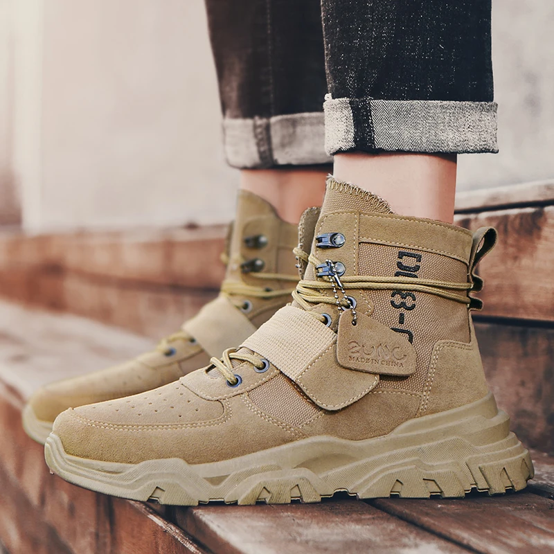 

2019 High Quality Fashion Winter Men's Boots Warm Working Boots Lace Up Men's Desert Boots Round Toe High Top Shoes