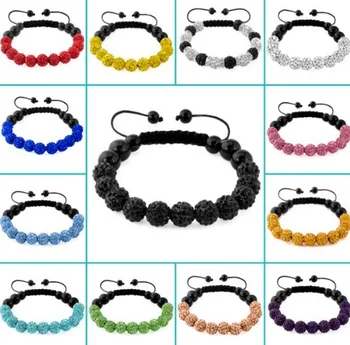 

fg345 Mixed 8 Color In ramdom Micro Pave Disco10mm Ball Bead High Quality Micro Pave Bracelet jewelry crystal