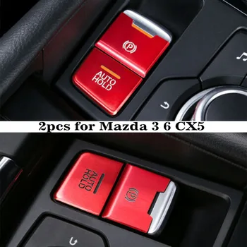 

2pcs EPB Park Brake Autohold Button Cover Cap Trim Decor Red For Mazda 3 6 CX5