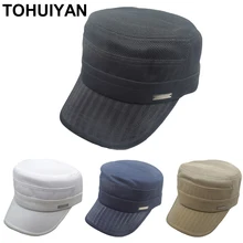TOHUIYAN уличная модная шляпа в стиле милитари для мужчин осень лето дышащая сетка шляпы с плоским верхом Женские повседневные Cadet кепки Gorras шапки военные