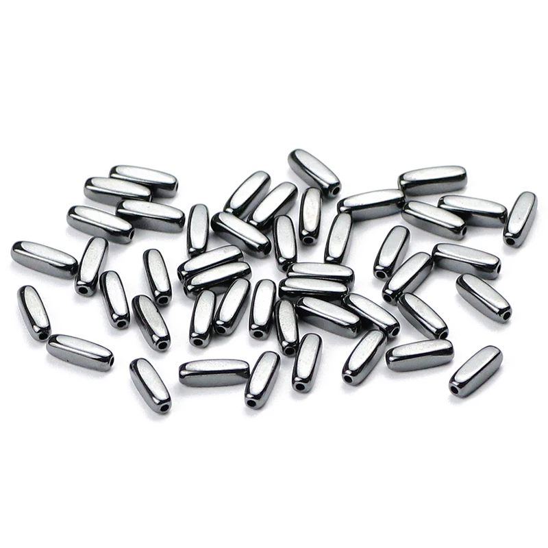 

BTFBES Rectangle Black Hematite Bead Natural Stone 8.5*2.8mm Long Square shape charm Loose beads for jewelry making bracelet DIY