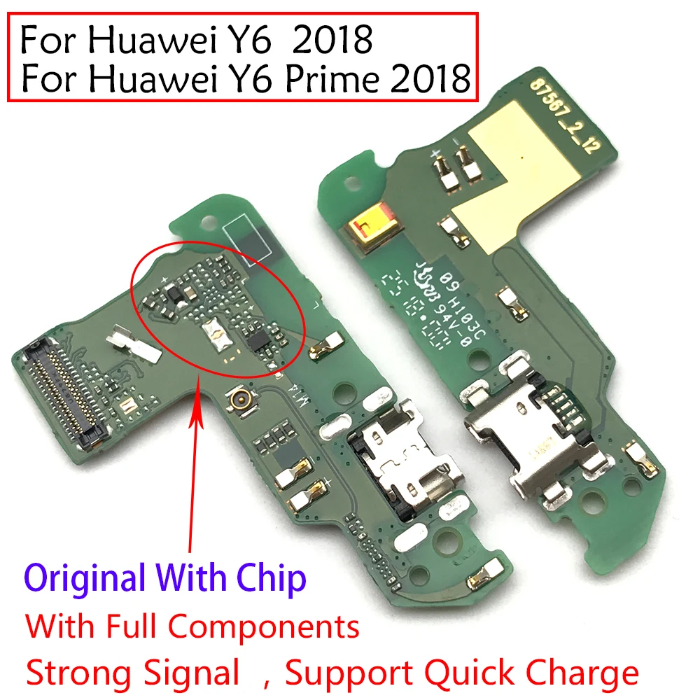 10 шт./лот новый док-разъем для микрофона зарядный USB-порт гибкий кабель Huawei Y6 Prime 2018