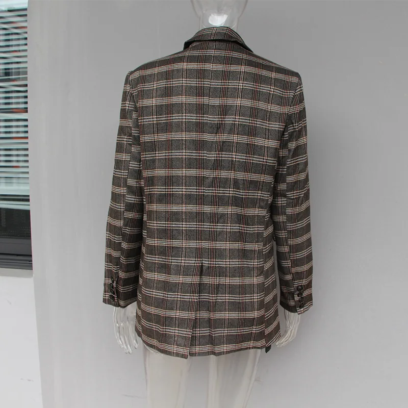 Women Coat Women's Small Suit Classic Plaid Irregular Coat