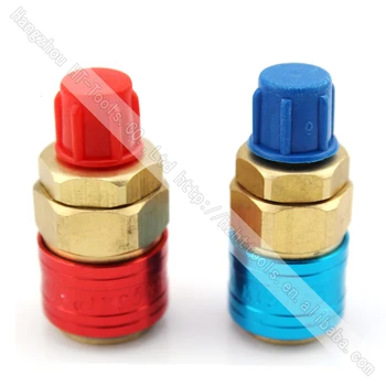 

2pcs 1/4SAE R134A Quick Coupler QC - 12 LH Car Air Conditioning Fluoridated Quick Connectors red+blue For Car-styling Hot Sale