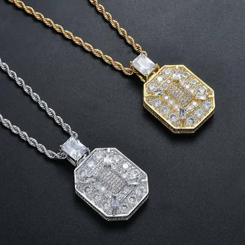 

Mens Women Hip Hop Pendant Necklace Copper Full Cubic Zirconia Trendy Rapper Street Dance Rock Jewelry Accessories High Quality