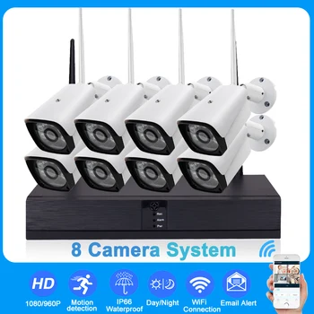

960P/1080P Wireless Surveillance Security System With 8pcs IP Camera Outdoor Waterproof