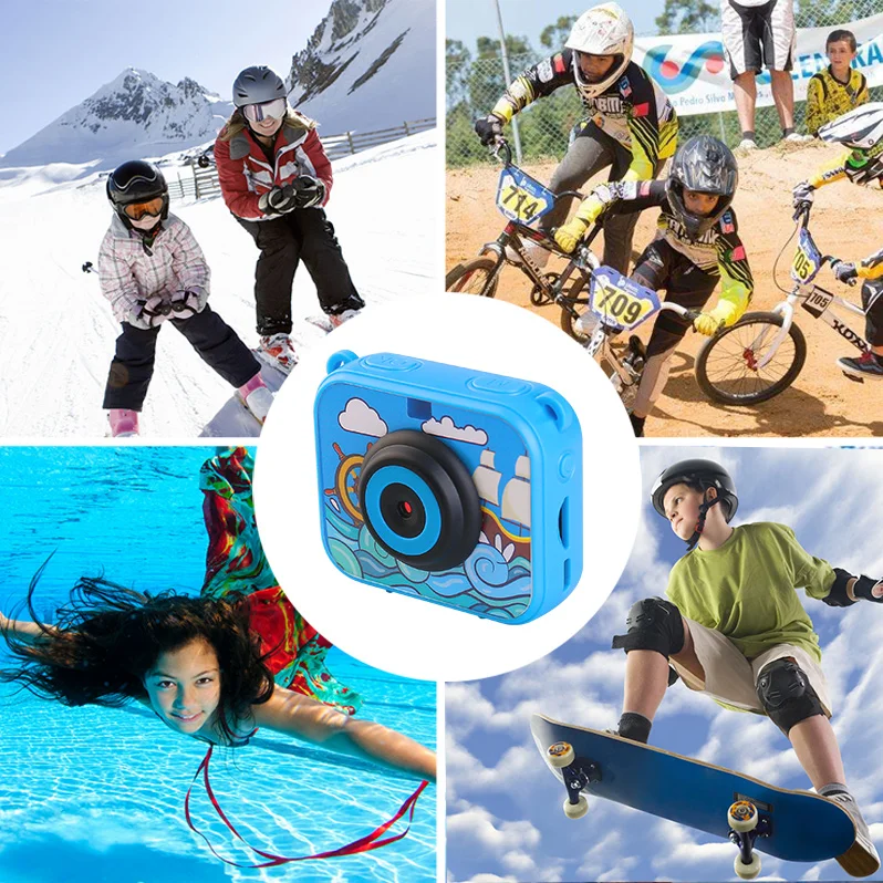 AT-S20 мини Детская камера 12MP 2,0 дюймов ЖК-экран Цифровая камера с водонепроницаемым чехол HD 1080P детская спортивная видеокамера для шлема