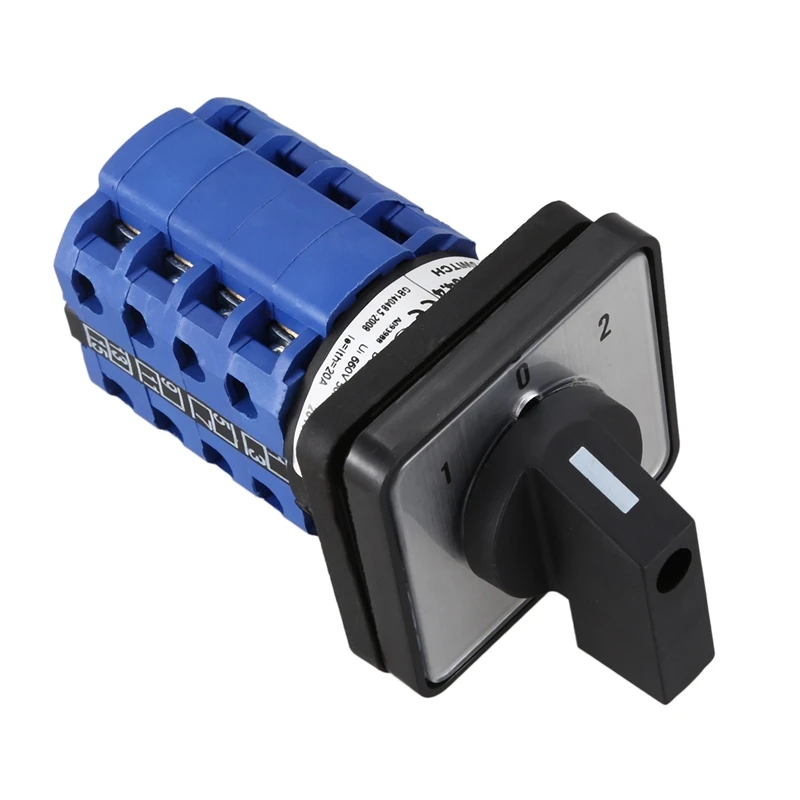 LW28-20M08/4 3 Позиции поворотный кулачковый переключатель Ui 550V Ith 20A, синий+ серебристый+ черный