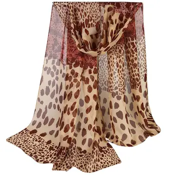 

New Elegant Scarf Women National Wind Sunscreen Fashion Leopard Print Chiffon Silk Scarf Shaw Scarves Foulard Femme