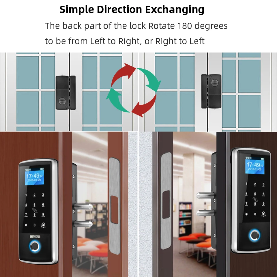 Smart Door Fingerprint Lock Electronic Digital Gate Opener Electric RFID Biometric finger print security Glass Password Card