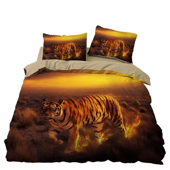 

Animal Tiger Bedding Set Bedroom Decor Doona Quilt Cover Desert Background Hypoallergenic 1PC Duvet Cover with Pillowcase