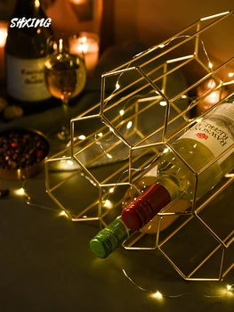 

Two-color/Nordic Wine Rack Shelf Wine Decoration Wine Bottle Storage Rack Household Wine Lattice Prismatic Creative Wine Shelf