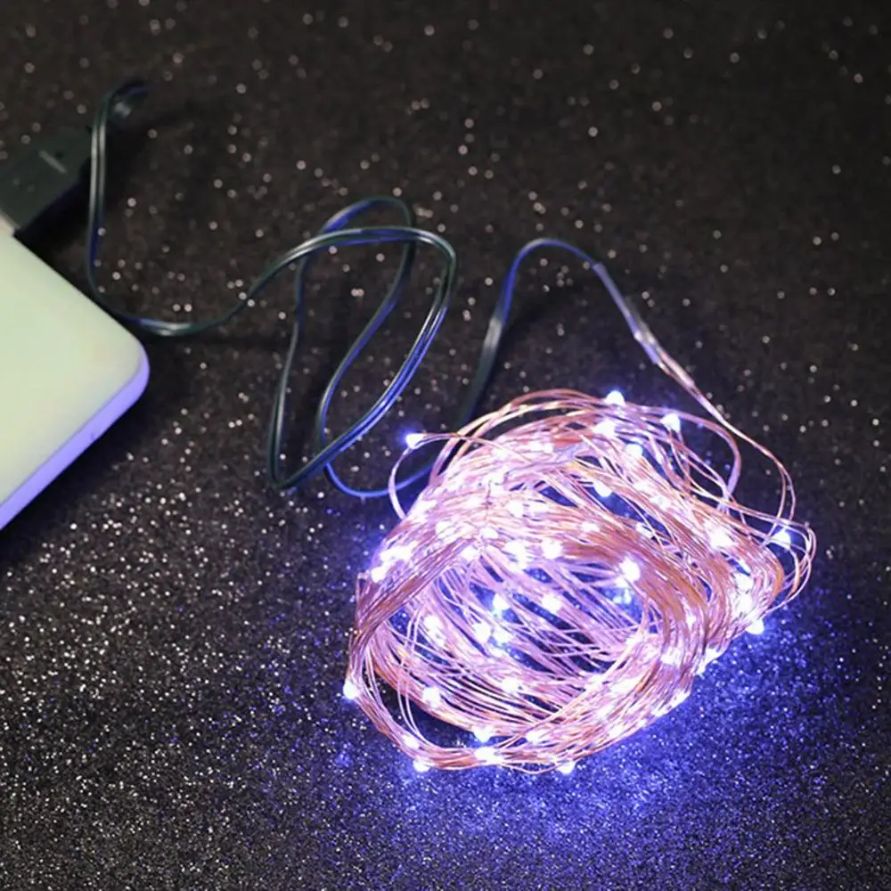 White 10 метров 100 огни Usb медная проволочная гирлянда Праздничные огни для украшения светодиодные лампочки для праздника на Рождество - Испускаемый цвет: White