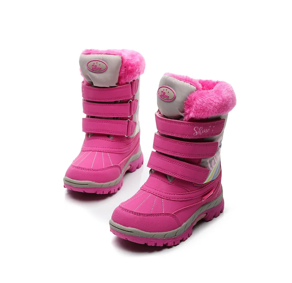 30 градусов Водонепроницаемый Детские Девичьи зимние сапоги Зимняя обувь на нескользящей подошве; женская обувь; очень теплые модные женские сапоги с шерстяной подкладкой; Размеры 25-32
