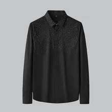 

2021 autumn and winter new tencel cotton non-iron high-end solid color men's long-sleeved shirt all-match hot diamond men shirt