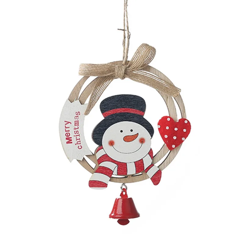 Новогодний декор с Рождеством деревянный Рождественский кулон с колокольчиком Рождественская елка висячие украшения для дома - Цвет: B