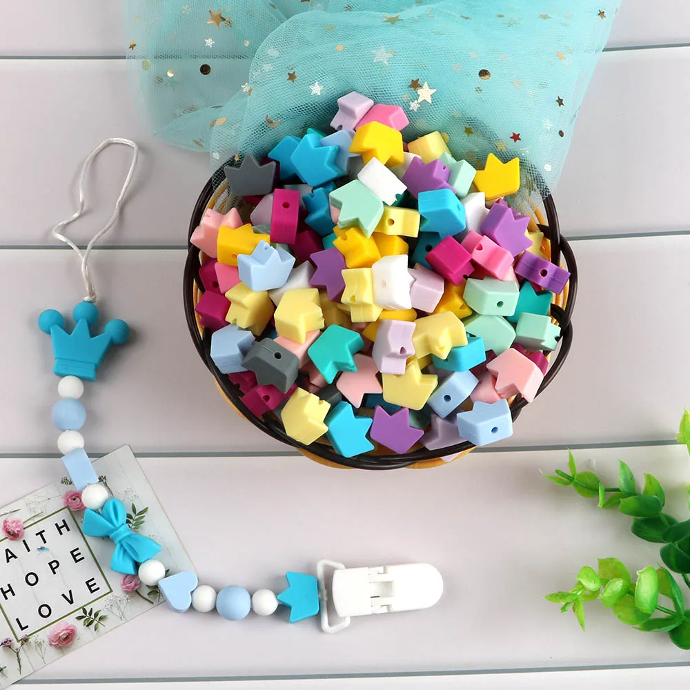

Kovict 50PCS Silicone Food Grade Beads Teether Mini Heart Bracelet DIY Jewelry Baby Teether Baby Teether Toy