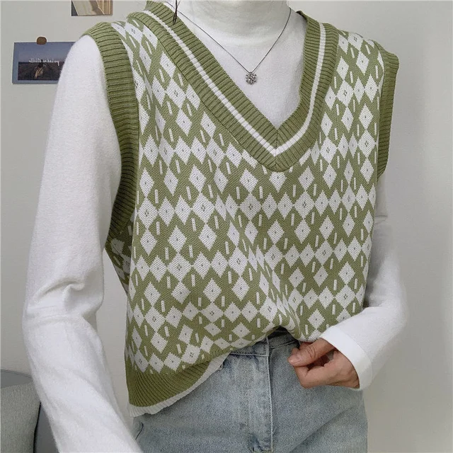 Lana Gruesa Chaleco Tejido Aesthetic Suéter Sin Mangas De Punto