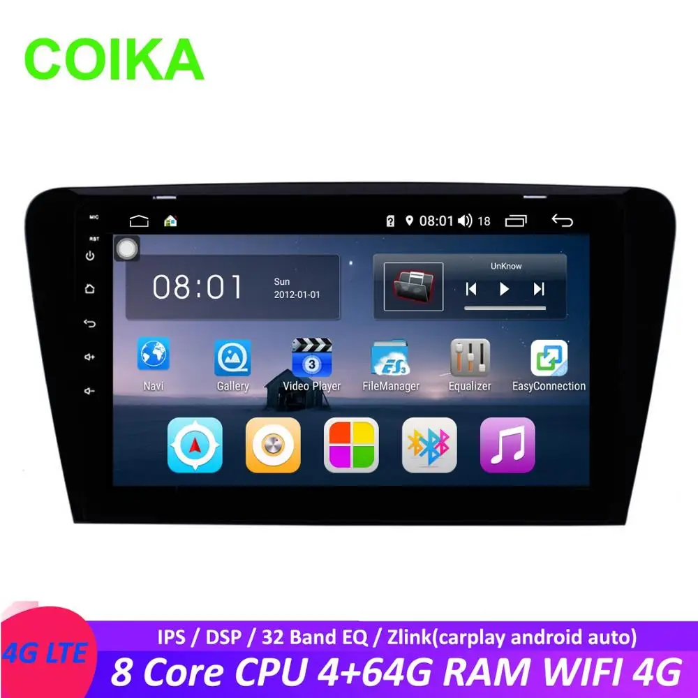 

COIKA 10.1" Android 8.1 System 8 Core Car GPS Navi Receiver For Skoda Octavia 2014-2017 Radio Player DSP Zlink IPS Touch WIFI BT