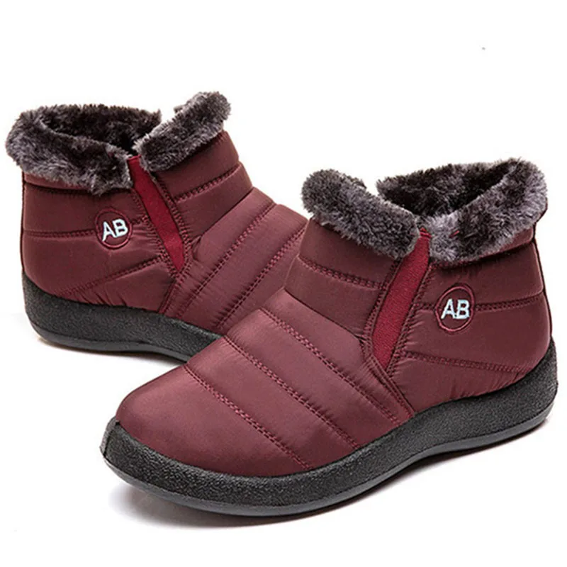 Г., женские зимние ботинки теплые зимние ботильоны для женщин водонепроницаемая обувь женская теплая зимняя обувь на меху botas mujer - Цвет: red