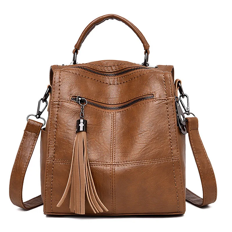 

Luxury Tassel Women Backpack Soft Leather Female Travel Shoulder Bags Backpack High Quality School Bags For Girls Bolsa Mochilas