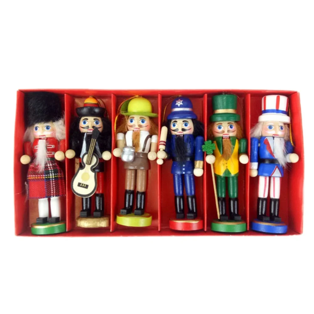 6 шт. Щелкунчик из Мадейры Boneca Soldado Estatuetas Em Miniatura Artesanato Boneco De Natal de Ano Novo Enfeites de decoracha