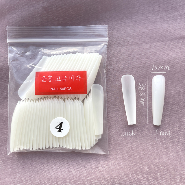 Fake Nails Extend Transparent Ballet Long False Nails Art With Glue UV Press On 50PC Full Cover Tips for Nail Ofessionals