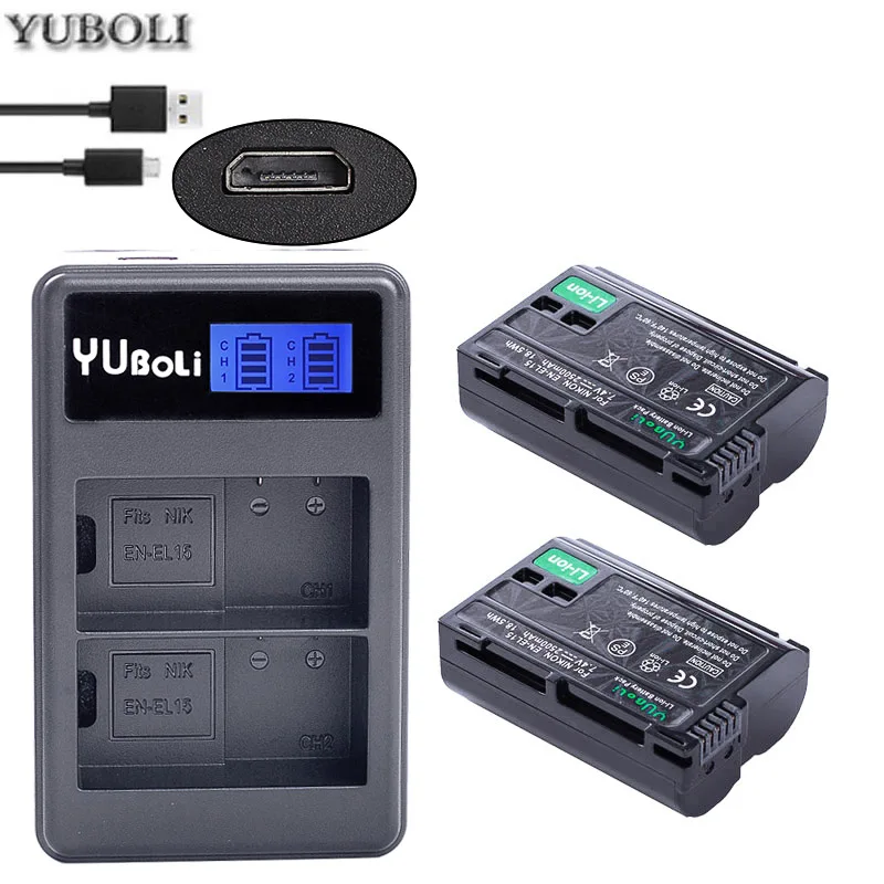 EN EL15 ENEL15 ENEL15A аккумулятор + ЖК USB зарядное устройство для Nikon D750 SLR D7000 D7100 D7200 D610 D7500